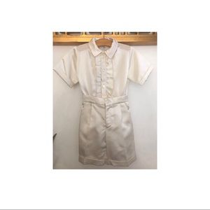 ESTELLA 2 PIECE BUTTON UP CREAM BOYS OUTFIT SIZE 3